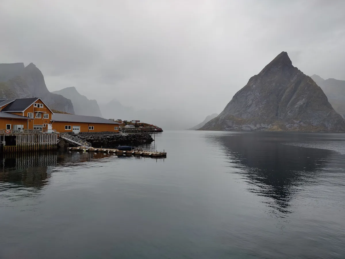 visiting Sakrisøy village, Lofoten Islands, Norway, autumn