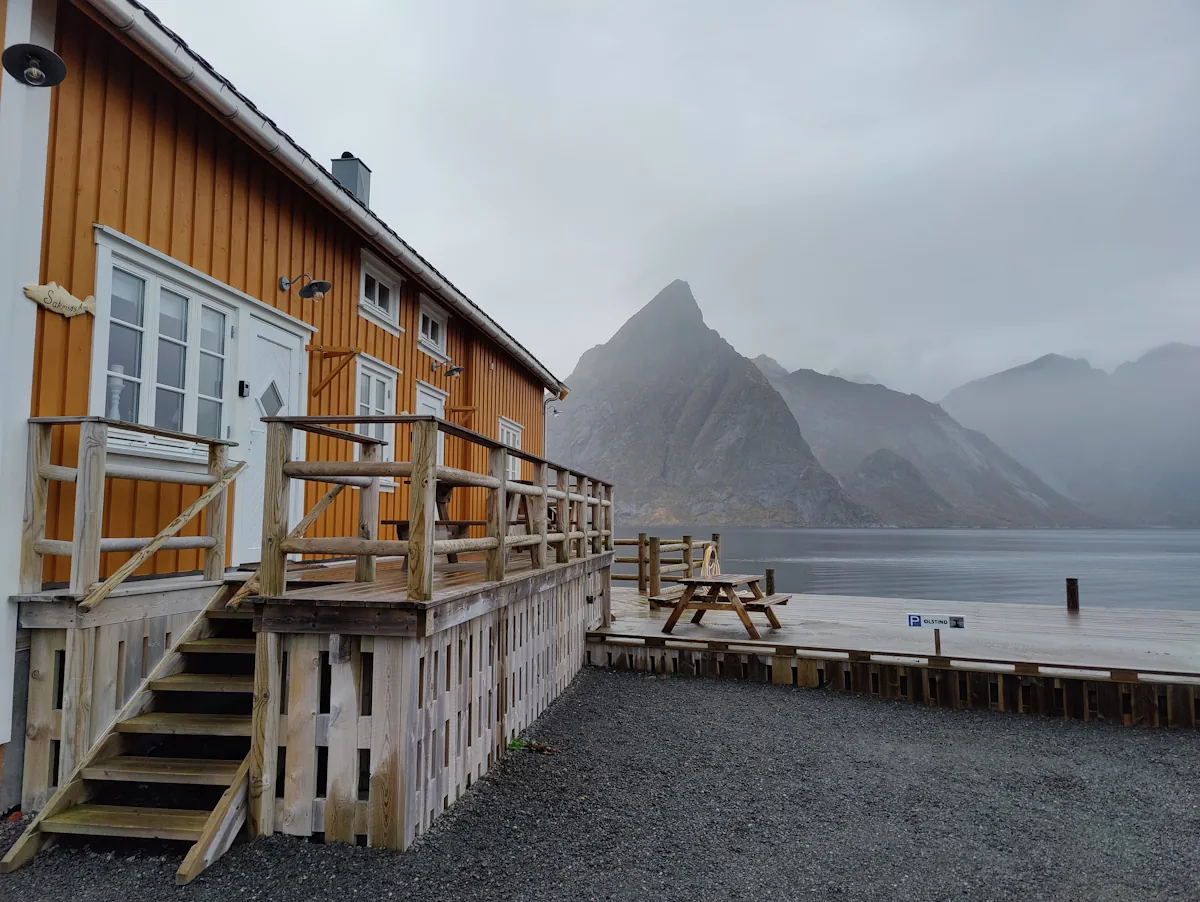 visiting Sakrisøy village, Lofoten Islands, Norway, autumn