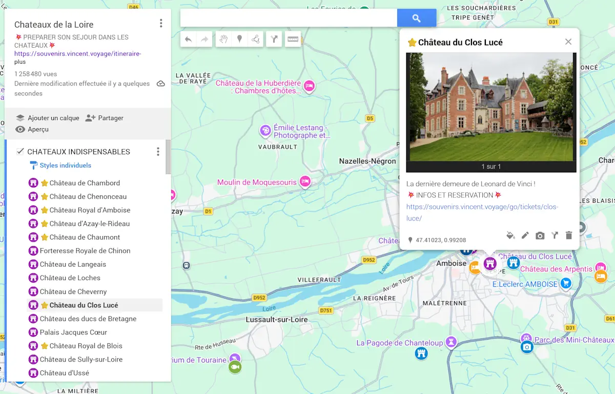 carte amboise chateaux de la loire
