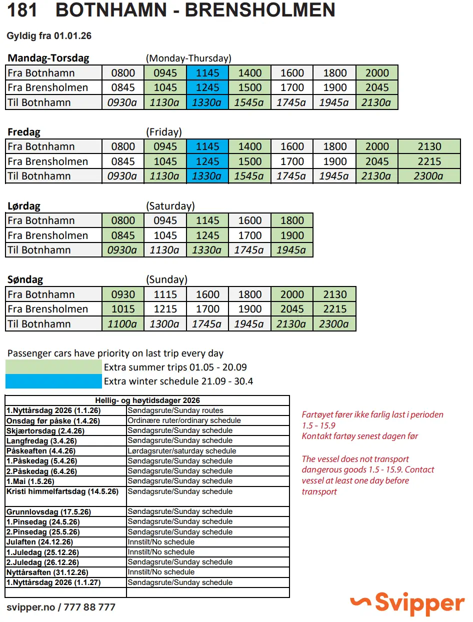 Horarios ferry Tromso Senja 2026