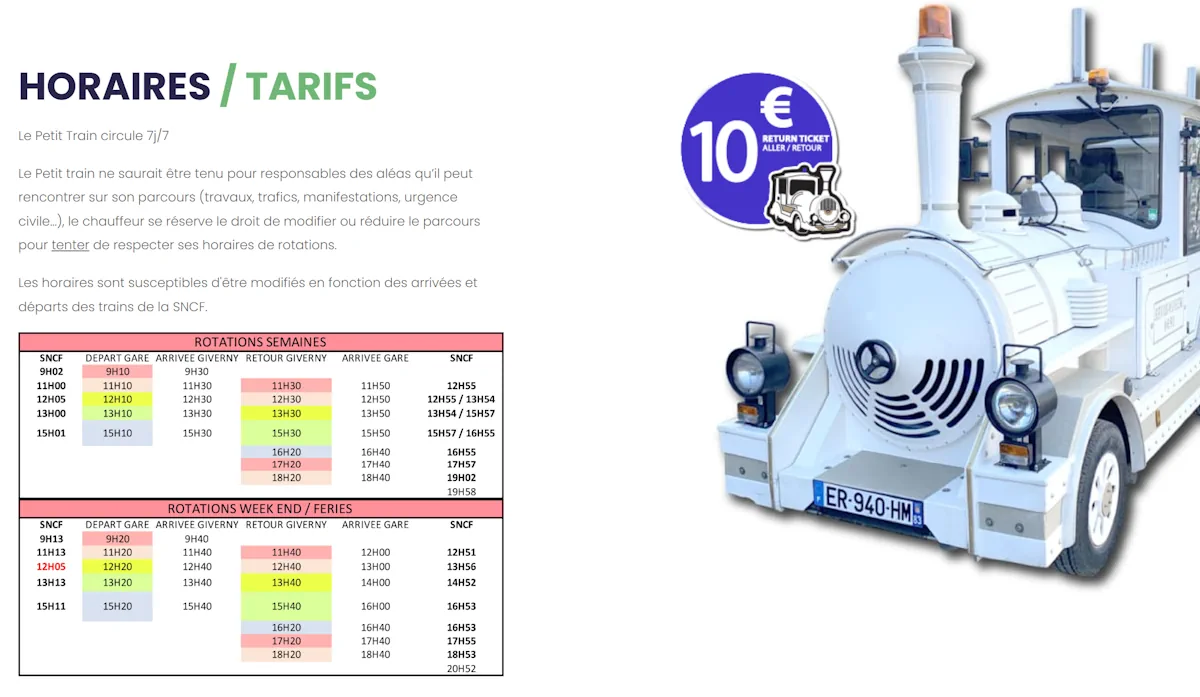 tourist train vernon giverny