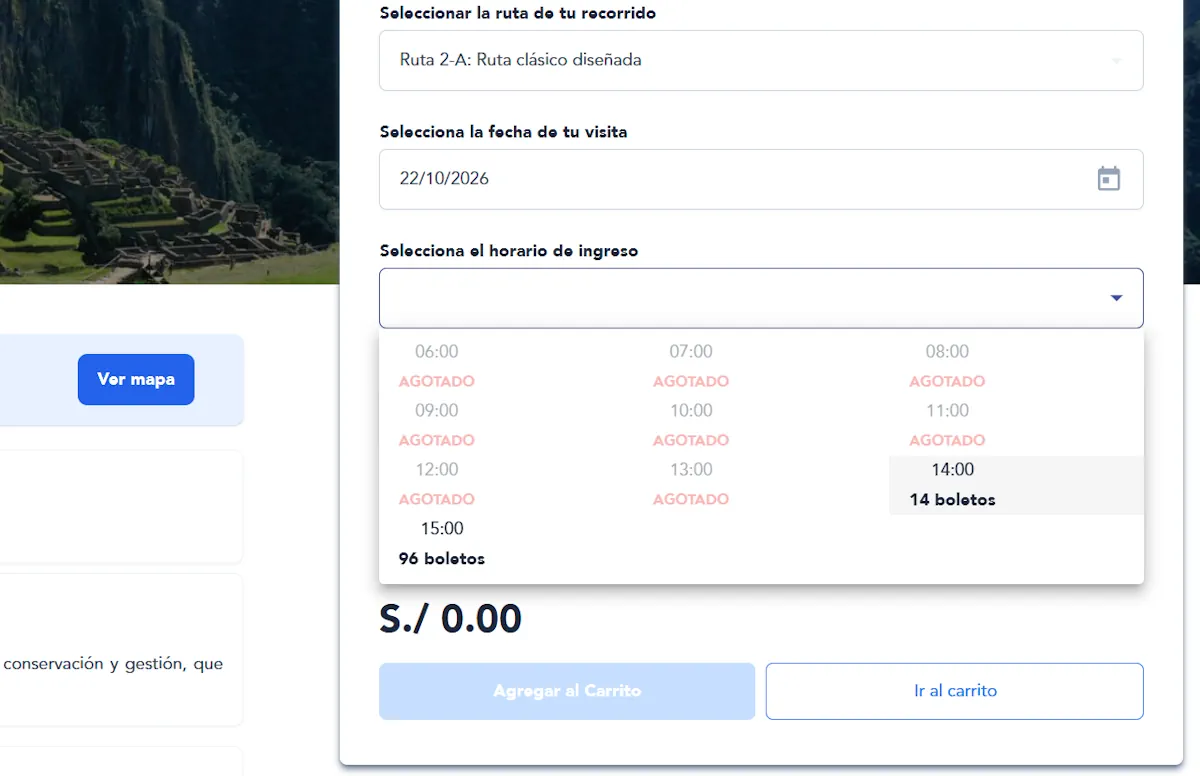 Disponibilidad horarios entradas Machu Picchu visita Disponibilidad horarios entradas Machu Picchu visita