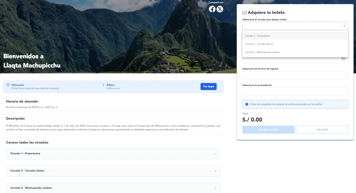 Compra de entrada Machu Picchu plataforma oficial