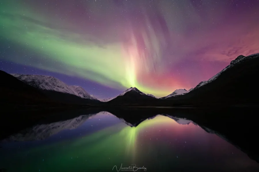 Voir les aurores boréales en Norvège Tromso lac