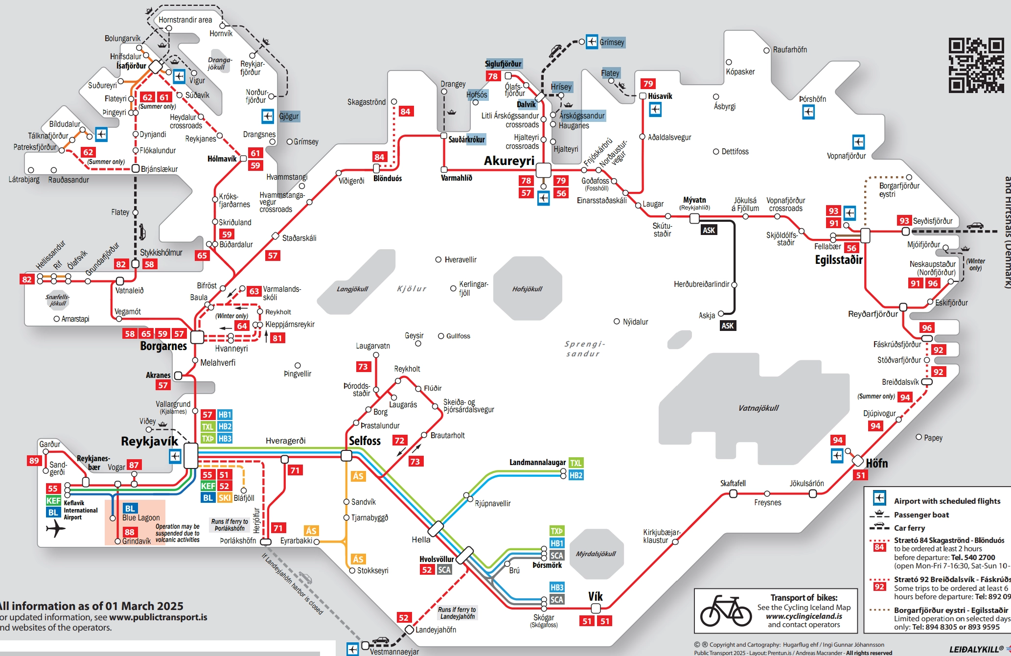 Carte des bus Islande