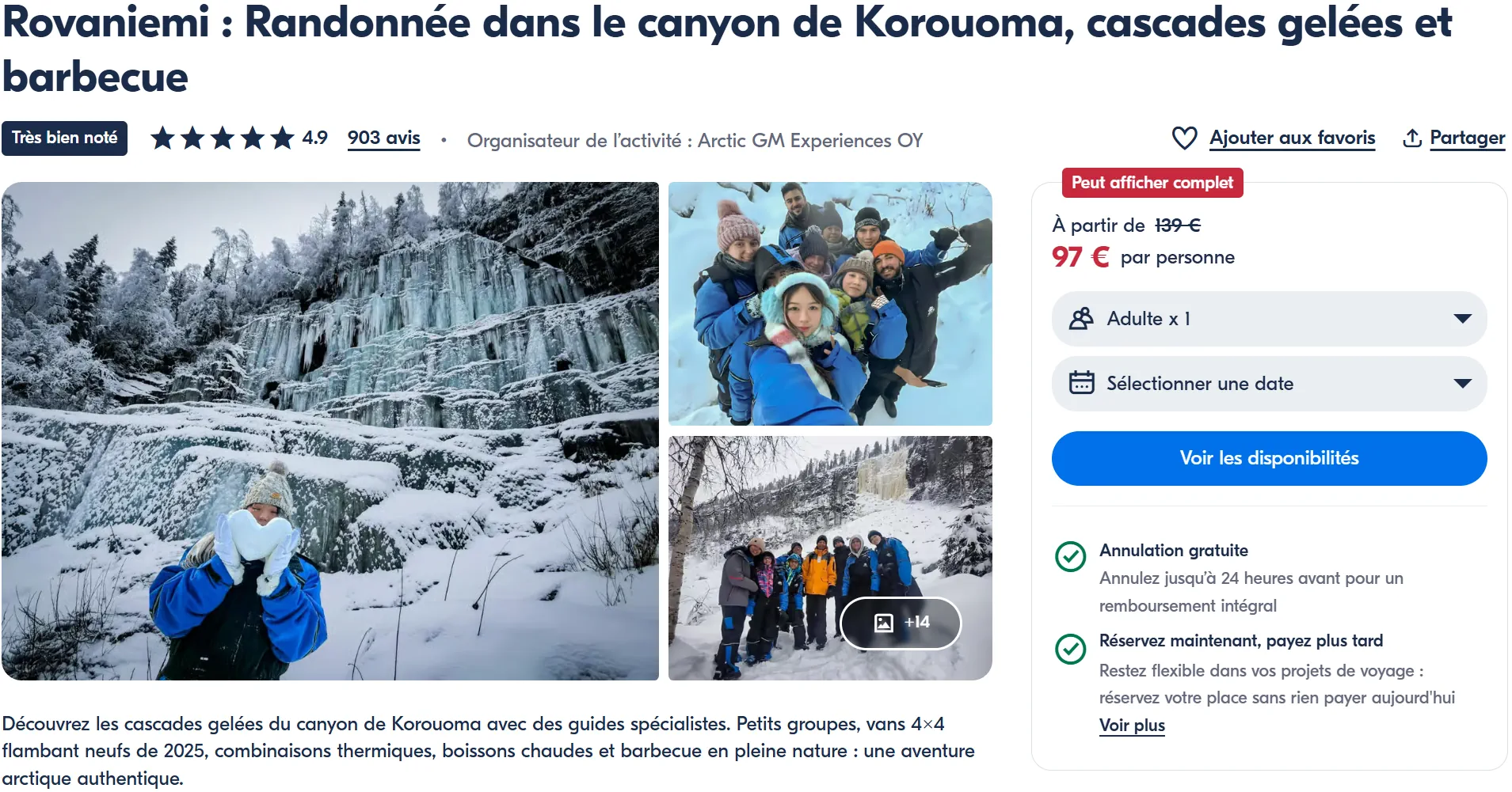 voir les cascades gelées de korouoma, rovaniemi