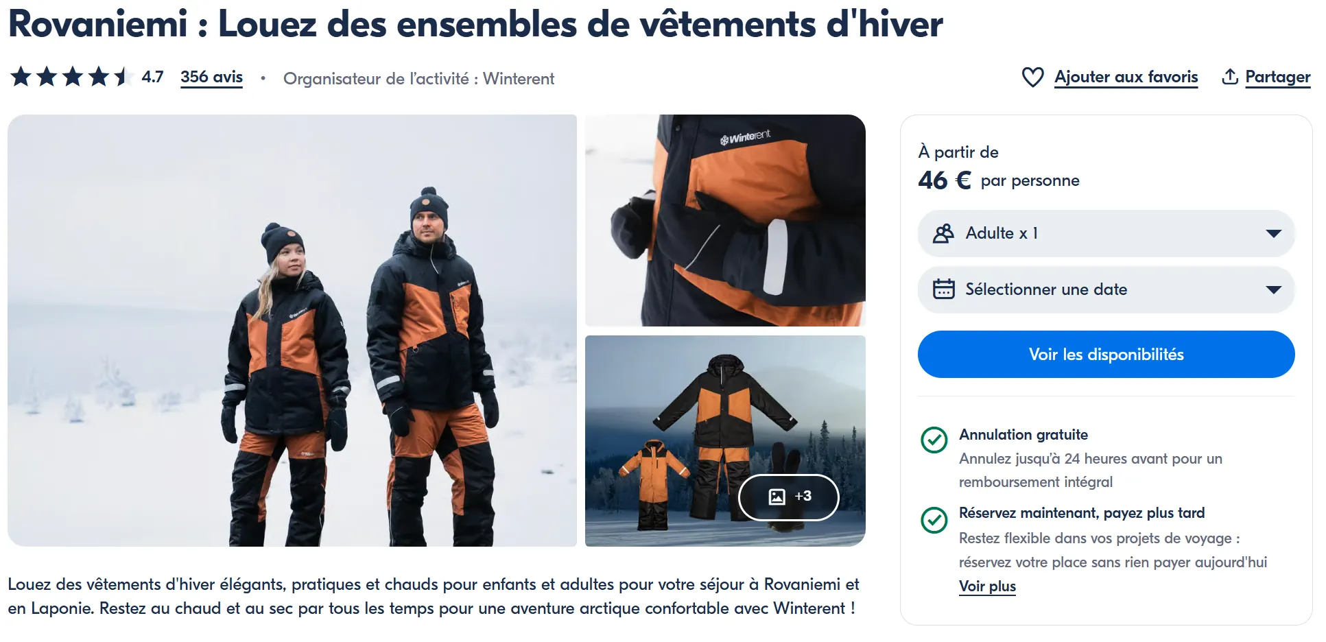 Louer des vêtements grand froid hiver rovaniemi