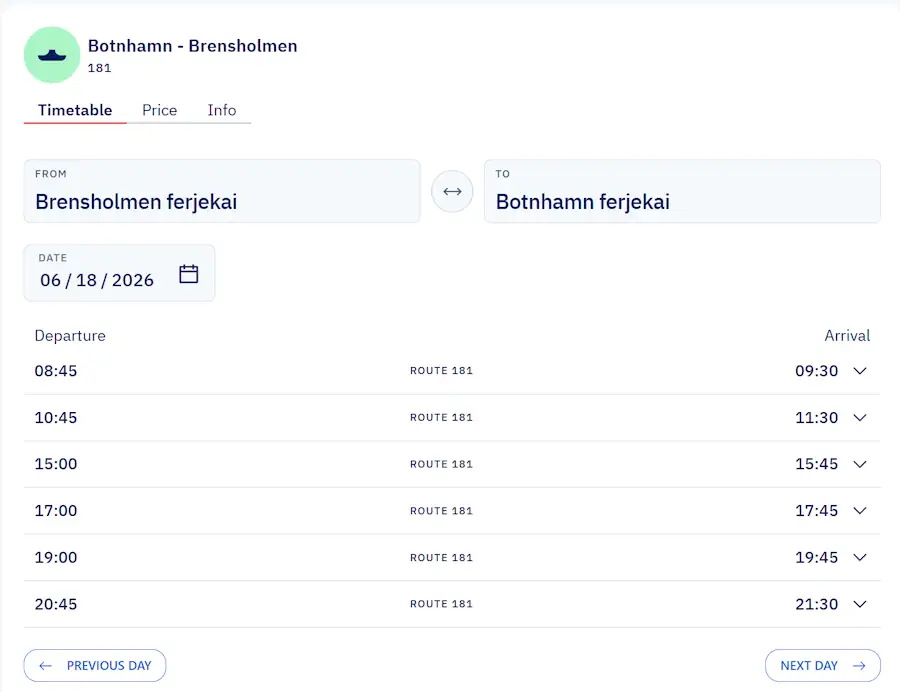 Horaires 2026 ferry senja tromso brensholmen botnhamn