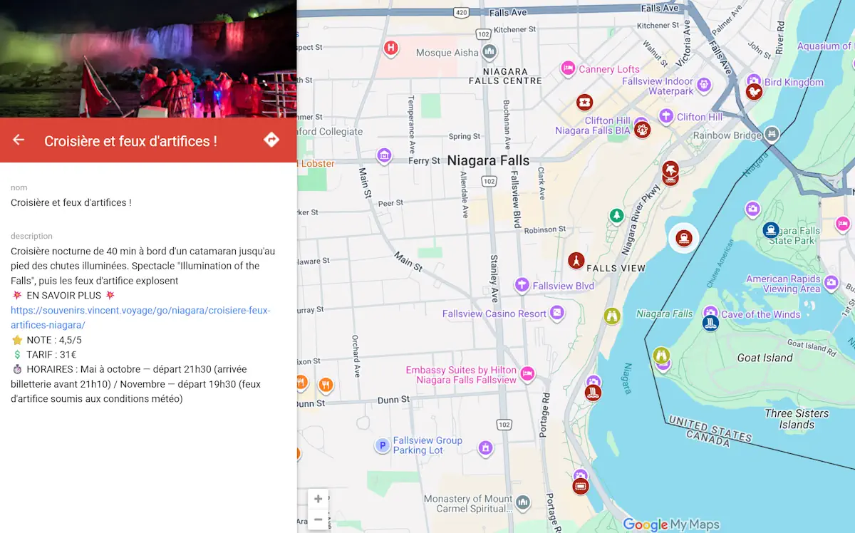 Carte chutes du niagara activités à faire Carte chutes du niagara activités à faire