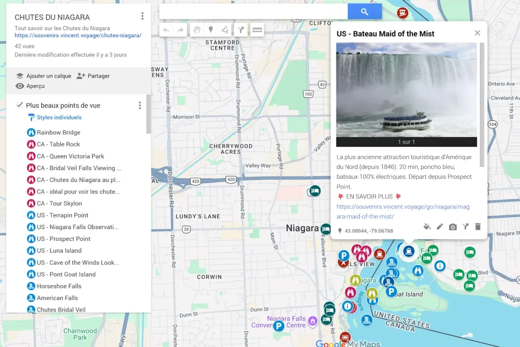 Carte pour visiter les chutes du Niagara Carte pour visiter les chutes du Niagara