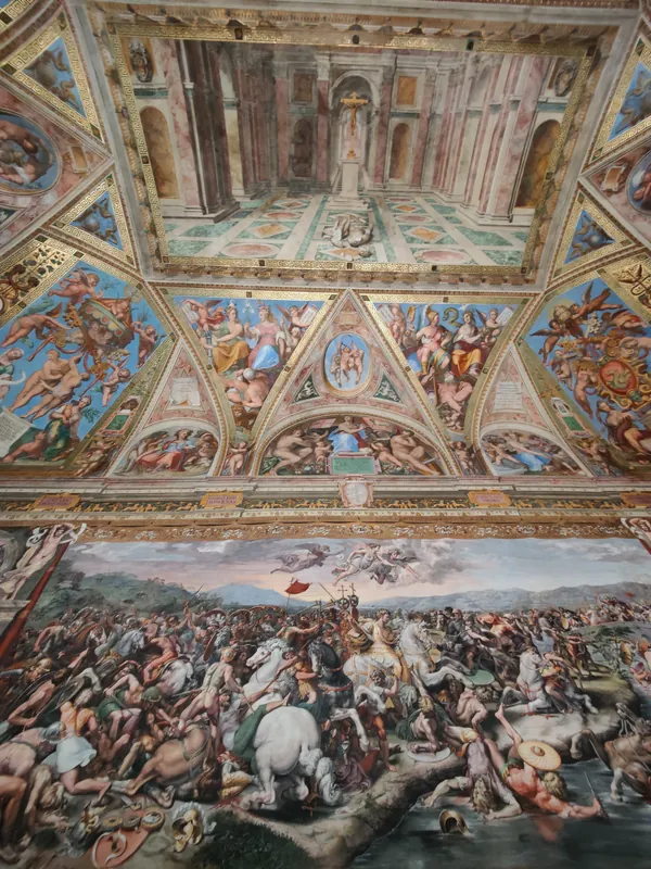 Fresque de la Bataille du pont Milvius peinte par Raphaël dans les Chambres du Vatican