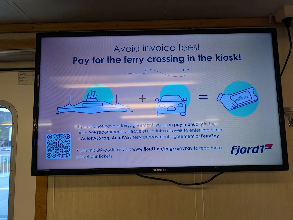 payer ferry norvege autopass bognes skarberget