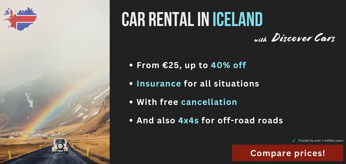 Banniere Discover Cars Location voiture pas chere islande