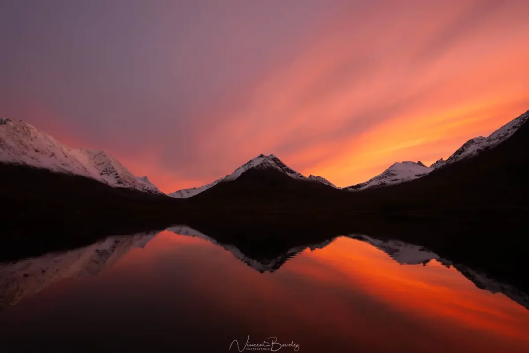 Lac Nakkevatnet Tromso coucher de soleil Lac Nakkevatnet Tromso coucher de soleil