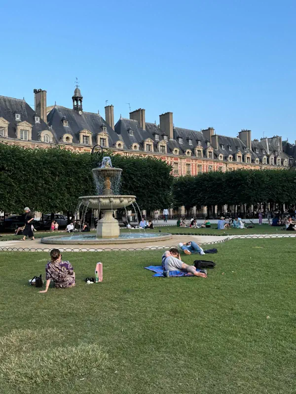 Gardens of the Place des Vosges in Le Marais, Paris Gardens of the Place des Vosges in Le Marais, Paris.