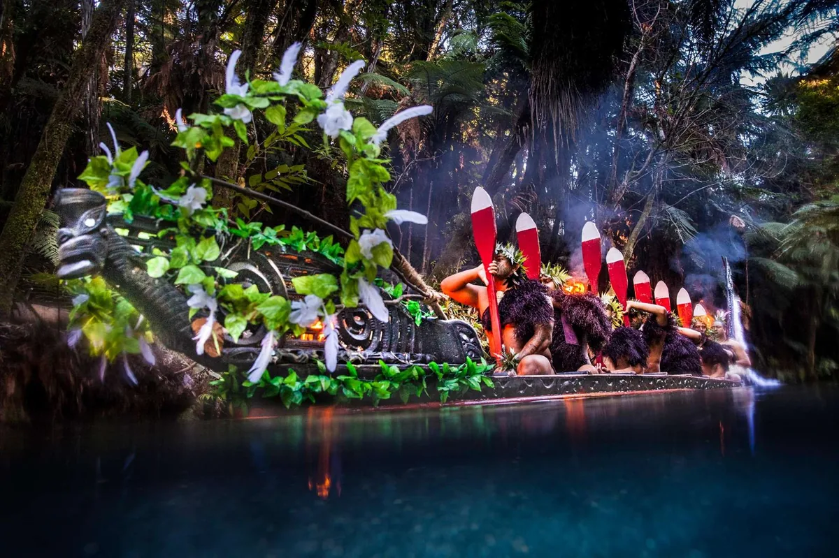 Mitai Maori Village in Rotorua with a haka cultural performance and a hangi buffet