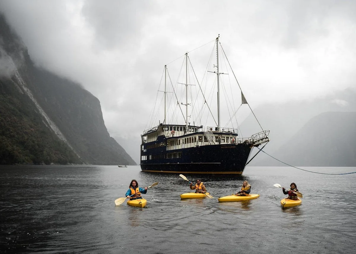 Overnight cruise aboard the Milford Mariner RealNZ in Milford Sound New Zealand