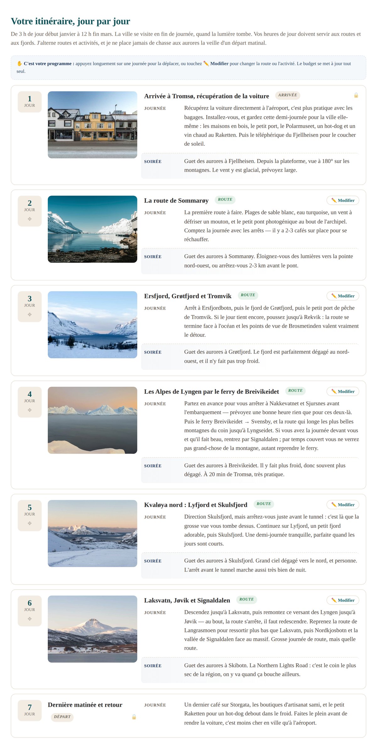 simulateur-tromso-itineraire-7-jours L'itinéraire jour par jour d'une semaine à Tromsø en hiver