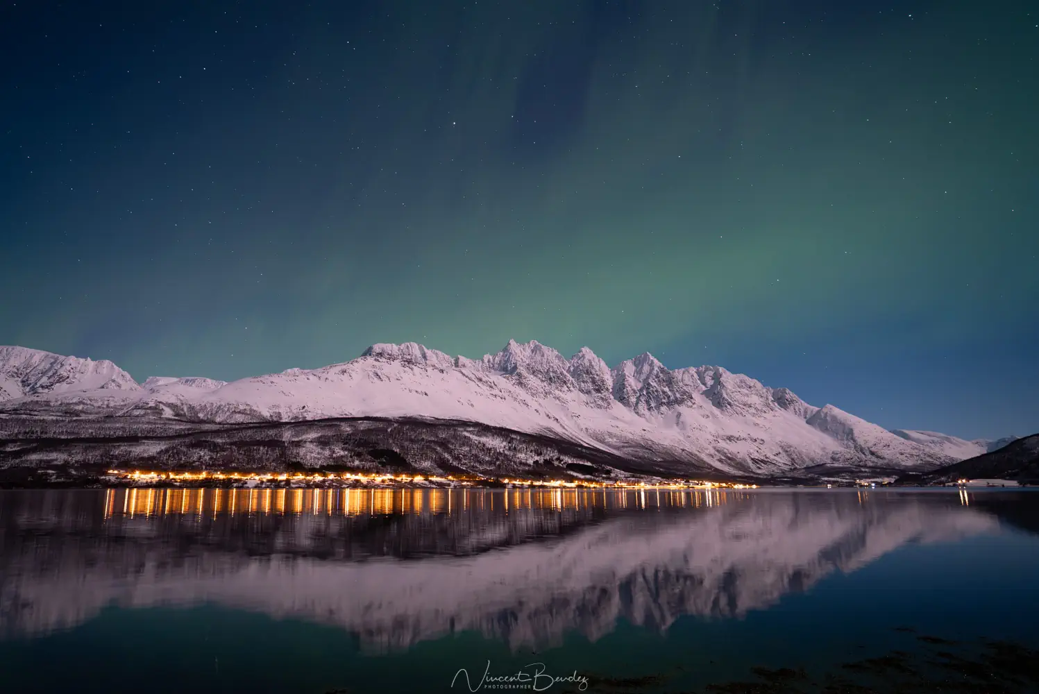 Aurores boréales fjord hiver tromso norvege Aurores boréales fjord hiver tromso norvege