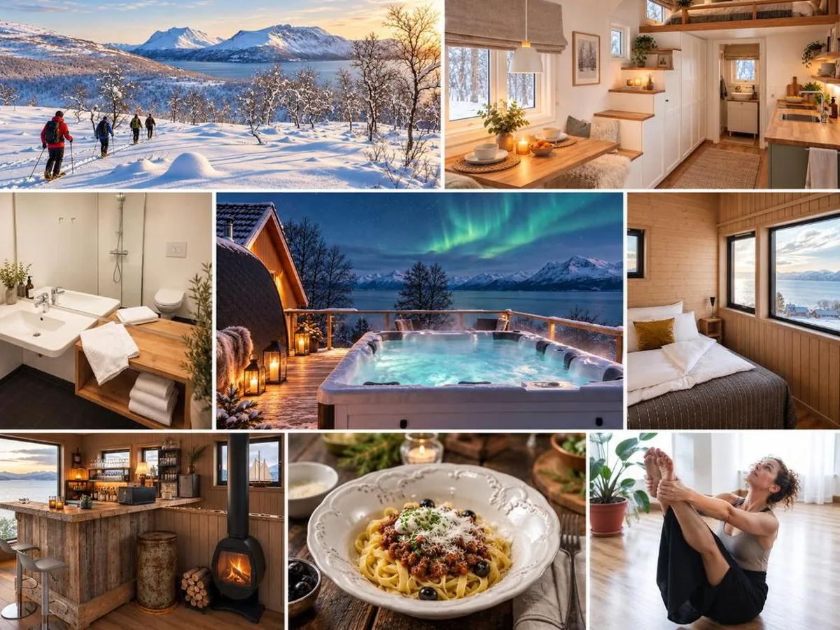 Yggdrasil Farmhotel Kvaloya Tromso ancienne ferme renovee avec lodges spa et yoga a Straumsbukta